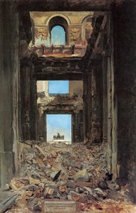 Ruinene av Tuileries-palasset etter kommunen 1871, 1877. av Jean Louis Ernest Meissonier