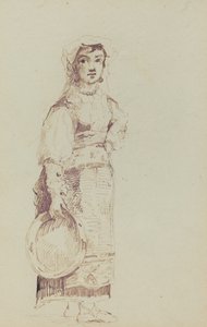 Kvinne med tamburin (verso) av Jean Louis Ernest Meissonier