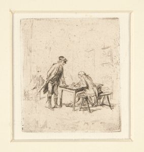 a Rapporten b Harlekin av Jean Louis Ernest Meissonier