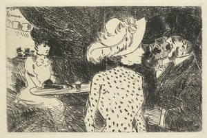 Kaféscene (beskrivende) av Jean Louis Forain