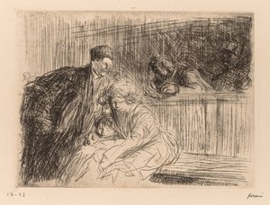 Advokaten snakker med siktede. av Jean Louis Forain