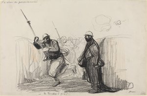 Retur av tillatelsen. -Du faller!, c. 19141919. av Jean Louis Forain