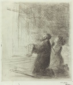 Lourdes, bønnfallende før grotten (fjerde tallerken) av Jean Louis Forain