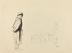 Poilu og sykepleier, ca. 19141919. av Jean Louis Forain