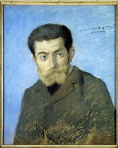 Portrett av den franske forfatteren Charles Marie Georges Huysmans dit Joris Karl Huysmans (1848-1907) Pastell av Jean-Louis Forain (1852-1931) Søn. 0,55x0,44 m 1800-tallet - Portrett av den franske forfatteren Charles Marie Georges Huysmans kalt Joris Kar