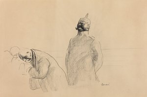prøyssisk soldat og sivile, ca. 1919. av Jean Louis Forain
