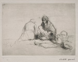 Hvil på flyturen til Egypt. av Jean Louis Forain