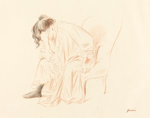 Sittende kvinne med hodet hvilende på høyre hånd av Jean Louis Forain