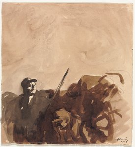 Soldat i en skyttergrav (recto) av Jean-Louis Forain