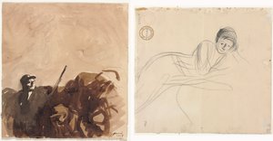 Soldat in a Trench (recto) Reclining Woman (verso) av Jean Louis Forain