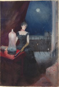 Stående kvinne med vifte, sannsynligvis 18801890. av Jean Louis Forain