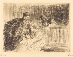 Advokaten snakker med fangen (andre plate) av Jean Louis Forain