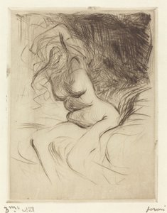Kvinne tar av seg Chemise av Jean Louis Forain