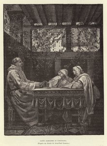 Sainte Radegonde og Fortunatus St Radegund og poeten Venentius Fortunatus, 6. århundre (gravering)