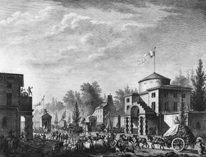 Den franske revolusjonen: Gratis adgang til barrieren i Paris 1. mai av Jean Louis II (after) Prieur