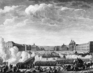 Fransk revolusjon: Kongen lovet å komme til Paris 6. oktober av Jean Louis II (after) Prieur
