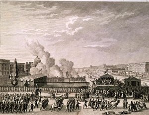 Proklamasjon av faren for hjemlandet, 22. juli 1792, gravert av Pierre Gabriel Berthault (1737-1831) av Jean Louis Prieur