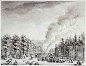 Fransk revolusjon: "" Modell av paven brenner på Palais-Royal, 6. april