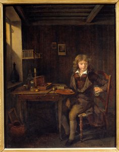 En ung student forbereder fargene til sin mester Maleri av Jean Michel Grobon (1770-1853) Lyon fra 1800-tallet, Musee des Beaux Arts