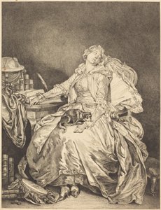 Sovende filosofi av Jean Michel Moreau after Jean Baptiste Greuze