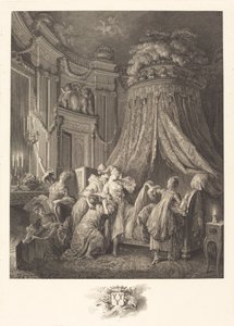 Brudens seng av Jean Michel Moreau and Jean Baptiste Blaise Simonet after Pierre Antoine Baudouin