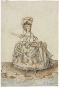 Kostymestudie for operasanger av Jean Michel Moreau le Jeune
