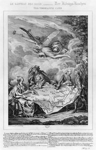 The Troelfth Cake, Polens første deling 26. september 1772, gravert av Noel Le Mire (1724-1800) (litho) (bw-foto)