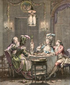 Le supper fin - gravering av Moreau Jean Michel, le Jeune (1741-1814) - gourmetnattverden, gravert av Isidore Stanislas Helman (1743-1809) 1781 etter Moreau, Jean Michel den yngre (1741-1814)