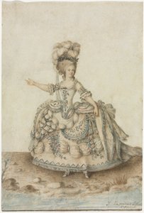 Kostymestudie for operasanger av Jean Michel the Younger Moreau