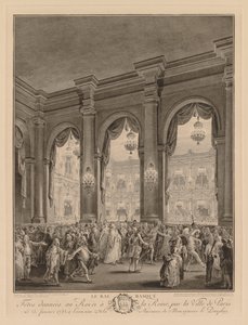 Maskeball på Hôtel de Ville, 23. januar 1782 av Jean Michel the Younger Moreau
