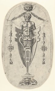 Mannlig endefigur, torso med skjegg og turban på en halvlang sokkel vedlagt ..., ca. 1543. av Jean Mignon