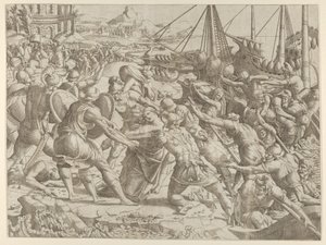 Bortføringen av Helen, 1535-55. av Jean Mignon