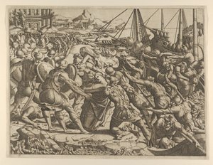 Bortføringen av Helen, 1535-55. av Jean Mignon