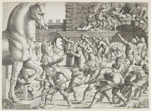 The Trojans Bringing the Wooden Horse into Their City   1335528   no       norwegian Successfully Translated  Original: The Staircase with Trophies, plate 8 from Imaginary Prisons Translat: The Staircase with Trophies, plate 8 from Imaginary Prisons 129123 av Jean Mignon