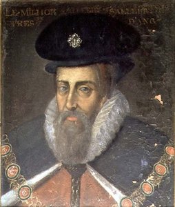 Portrett av Robert Cecil (ca. 1563-1612) 1. jarl av Salisbury og 1. Viscount Cranborne (olje på panel) av Jean Monier or Mosnier