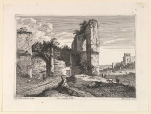 Den sittende gamle kvinnen. av Jean Morin