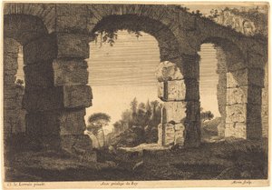 Ruinene av en akvedukt av Jean Morin after Claude Lorrain