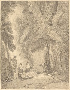 La koalisjonen av Jean Moyreau after Antoine Watteau