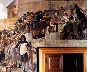 Louis VI av Frankrike gir innbyggerne i Paris deres første charter, 1100-tallet c1858-1921 av Jean Paul Laurens