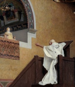 Saint John Chrysostom (349-407) og Imperatrix Eudoxia (? 404). Patriarken klandrer den vestlige impressen Eudoxia (Eudoxia Aelia) og klandrer henne for hennes luksus og kjærlighet til pomp. Detalj. Maleri av Jean Paul Laurens (1838-1921) av Jean Paul Laurens