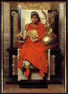 Det nedre imperiet: Flavius Honorius (384-423). Maleri av vestens første keiser (395-423), barn. Maleri av Jean Paul Laurens (1838-1921)