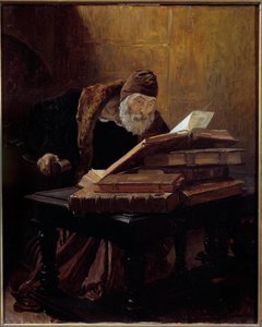 Den gamle vitenskapsmannen. Maleri av Jean Paul Laurens (1838-1921) 1889. Olje på lerret. Mål: 0,60 X 0,48 m. Toulouse, Musee Des Augustins - Den gamle vitenskapsmannen eller alkymisten. Maleri av Jean Paul Laurens (1838-1921) av Jean Paul Laurens