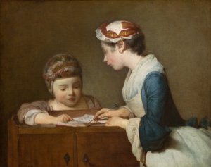 Den lille skolemesterinnen, etter 1740. av Jean Baptiste Simeon Chardin
