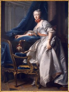 Portrett av Marie Anne de Montboisier Beaufort Canillac, Marquise de Caumont. Maleri av Jean Valade (1709-1787), Olje på lerret