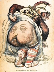 The Immorbid Albion - Edward VII". Tegneserie av Jean Veber om Boerekrigen - «L