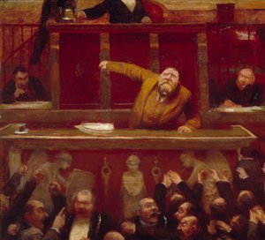 Den sosialistiske representanten Jean Jaures (1859-1914) ved galleriet til Deputertkammeret. Detalj av et maleri av Jean Veber (1868-1928) 1903 Paris, Musee Carnavalet