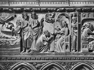 Katedral, interiør, korskjerm, Nativity, Adoration of the Magi, ca. 1340-51 (polykrom stein)