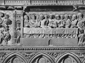 Katedral, interiør, korskjerm, Nattverden, ca. 1340-51 (polykrom stein)