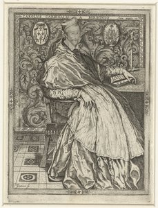 Portret van kardinaal Karel van Bourbon Charles Cardinal of Bourbon i en alder av 28 av Jean de Gourmont (I)