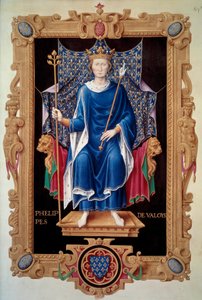 Portrett til fots av kong Filip VI av Valois (1293-1350) Miniatyr av Jean du Tillet (1484-1520) fra "" Recueil des kings de France"" Paris fra 1500-tallet, B.N. av Jean du Tillet